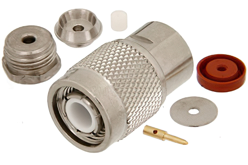 TNC Male Connector Clamp/Solder Attachment for RG178, RG196