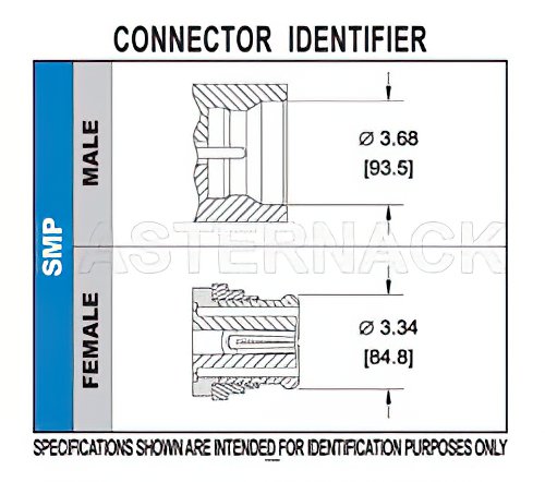 SMP Male Bulkhead Mount Limited Detent Connector Solder Attachment for RG405, RG405 Tinned, PE-SR405FL, PE-SR405AL, 4.83 mm Diameter