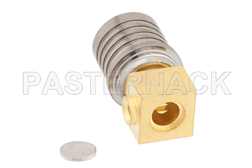 QMA Male Right Angle Connector Solder Attachment For PE-SR405AL, PE-SR405FL, RG405