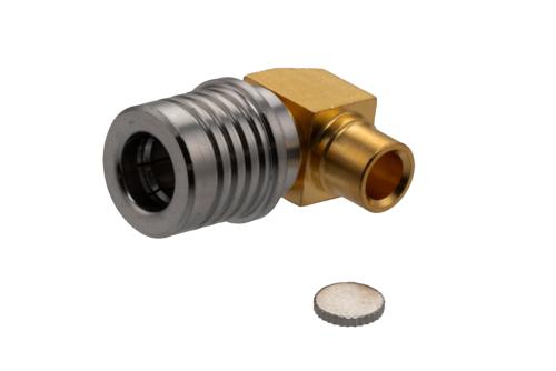QMA Male Right Angle Connector Solder Attachment for PE-SR402AL, PE-SR402FL, PE-SR402FLJ, PE-SR402TN, RG402