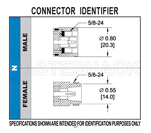 N Male Right Angle Connector Crimp/Solder Attachment for PE-C600, LMR-600, LMR-600-DB, 0.600 inch