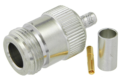 N Female Connector Crimp/Solder Attachment for PE-C195, PE-P195, RG58, RG141, RG303, LMR-195, 0.195 inch