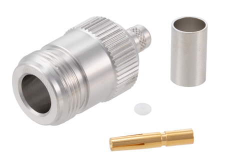 N Female Connector Crimp/Solder Attachment for PE-C240, RG8X, 0.240 inch, LMR-240, LMR-240-DB, LMR-240-UF