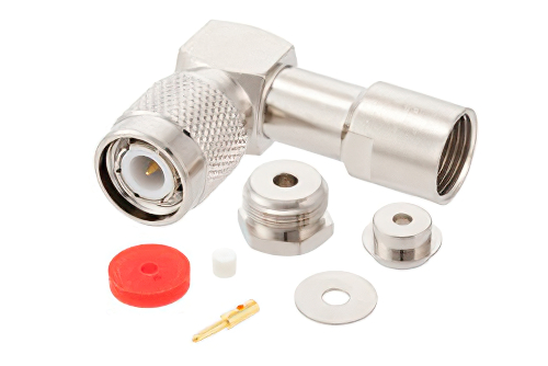 TNC Male Right Angle Connector Clamp/Solder Attachment For RG174, RG316, RG188