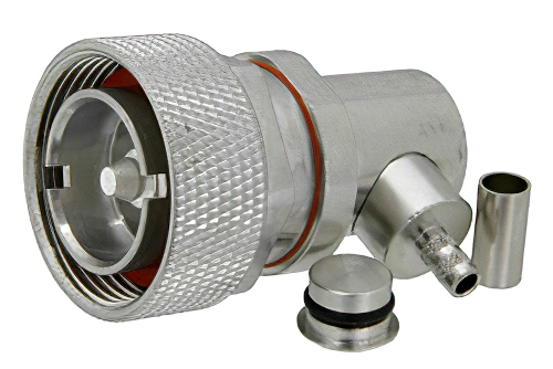 7/16 DIN Male Right Angle Connector Crimp/Solder Attachment for PE-C195, RG58, RG141, RG303, PE-P195, LMR-195