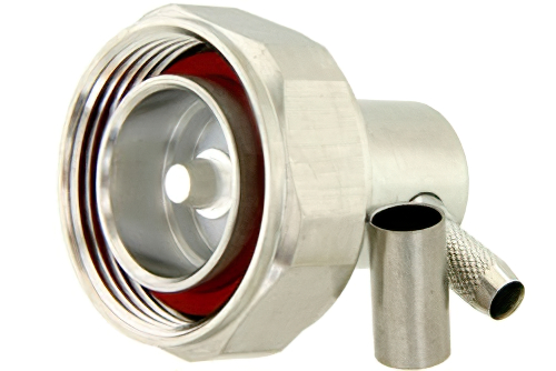 7/16 DIN Male Right Angle Connector Crimp/Solder Attachment for PE-C240, RG8X, .240 inch, LMR-240, LMR-240-DB, LMR-240-UF