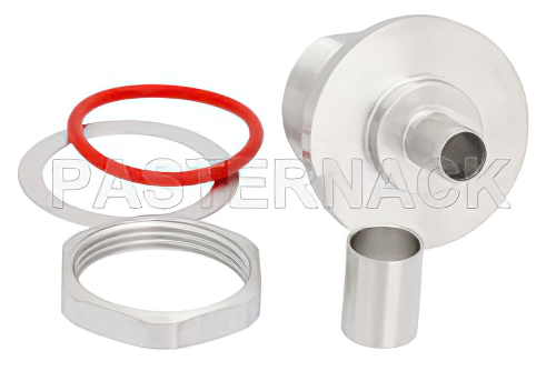 7/16 DIN Female Bulkhead Connector Crimp/Non-Solder Attachment For PE-C400, 0.400 inch, 1.161 inch DD Hole