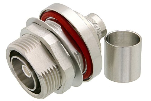 7/16 DIN Female Bulkhead Mount Connector Crimp/Solder Attachment for PE-C600, LMR-600, LMR-600-DB, 0.600 inch, 1.161 inch DD Hole