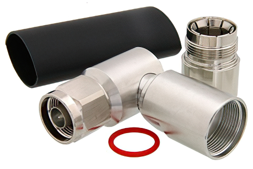 N Male Right Angle Connector Clamp/Solder Attachment For 1/2 inch Annular, 1/2 inch Flexible, PE-1/2FAC