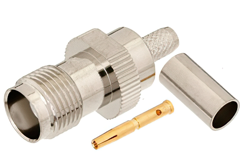 TNC Female Connector Crimp/Solder Attachment for RG58, RG303, RG141, PE-C195, PE-P195, LMR-195, .195 inch