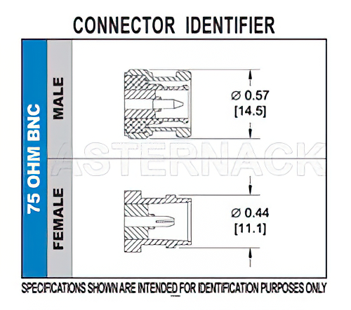 75 Ohm BNC Male Connector Crimp/Solder Attachment for PE-B159, Belden 1855A, Mini 59