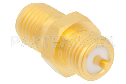 SMA Female Bulkhead Mount Precision Connector Solder Attachment Stub Terminal, .250 inch Diameter