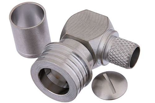 QN Male Right Angle Connector Crimp/Solder Attachment For RG214, RG225