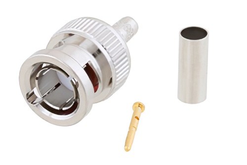 75 Ohm BNC Male Connector Crimp/Solder Attachment for 1855A-BK, 1855A-BL, 1855A-BR, 1855A-GR, 1855A-GY, 1855A-OR, 4855R-BK, 4855R-BL, 4855R