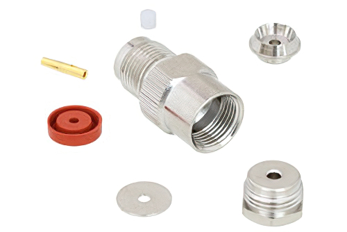 TNC Female Connector Clamp/Solder Attachment For RG178, RG196