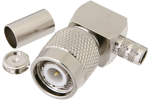 TNC Male Right Angle Connector Crimp/Solder Attachment for PE-C240, RG8X, 0.240 inch, LMR-240, LMR-240-DB, LMR-240-UF