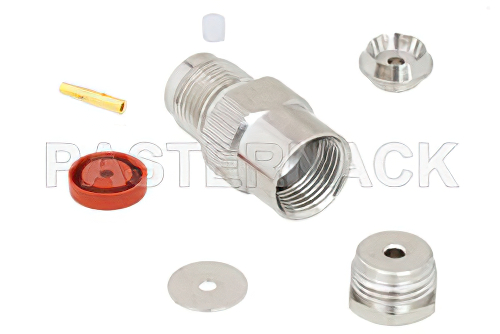 TNC Female Connector Clamp/Solder Attachment For RG178, RG196