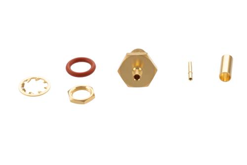 SMA Female Bulkhead Mount Connector Crimp/Solder Attachment for RG174, RG316, RG188, 0.100 inch, PE-B100, PE-C100, LMR-100, .235 inch D Hole