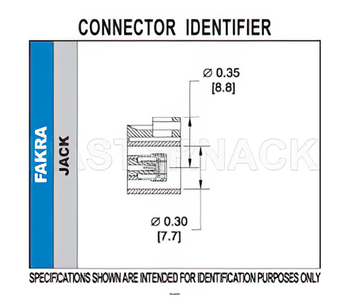 FAKRA Jack Connector Crimp/Solder Attachment for RG174, RG316, RG188, .100 inch, PE-B100, PE-C100, LMR-100, Beige Color
