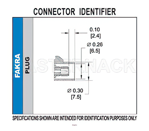 FAKRA Plug Connector Crimp/Solder Attachment for RG174, RG316, RG188, .100 inch, PE-B100, PE-C100, LMR-100, Black Color