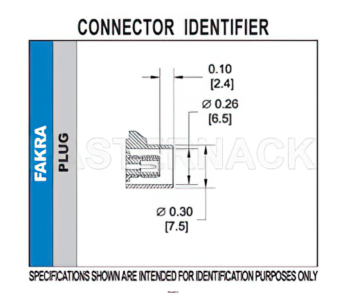 FAKRA Plug Connector Crimp/Solder Attachment for RG174, RG316, RG188, .100 inch, PE-B100, PE-C100, LMR-100, Blue Color