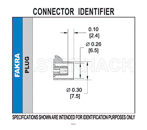 FAKRA Plug Connector Crimp/Solder Attachment for RG174, RG316, RG188, .100 inch, PE-B100, PE-C100, LMR-100, Curry Color