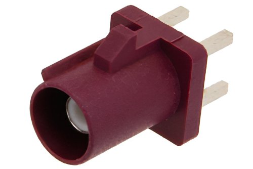FAKRA Plug Connector Solder Attachment Thru Hole PCB, Bordeaux Color
