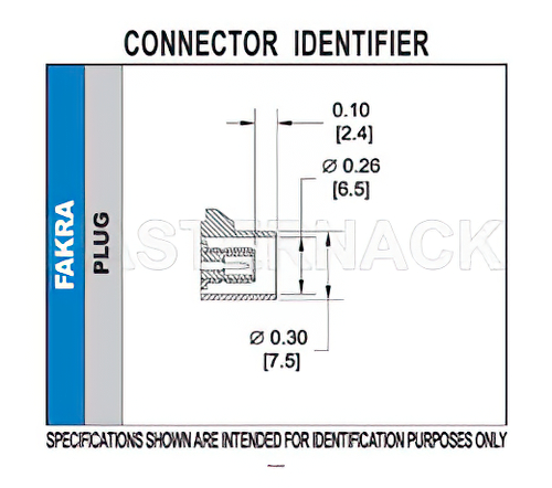 FAKRA Plug Connector Solder Attachment Thru Hole PCB, Bordeaux Color