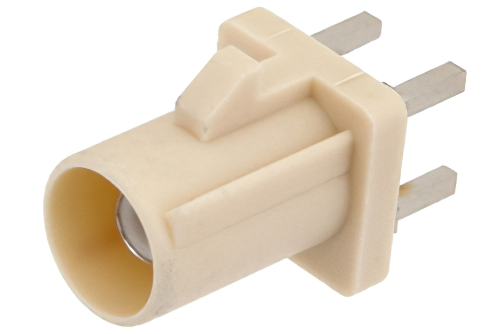 FAKRA Plug Connector Solder Attachment Thru Hole PCB, Beige Color