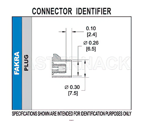 FAKRA Plug Right Angle Connector Solder Attachment Thru Hole PCB, Blue Color