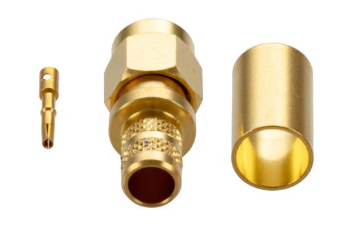 RP-SMA Male Connector Crimp/Solder Attachment for PE-C240, RG8X, .240 inch, LMR-240, LMR-240-DB, LMR-240-UF