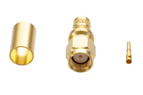 RP-SMA Male Connector Crimp/Solder Attachment for PE-C240, RG8X, .240 inch, LMR-240, LMR-240-DB, LMR-240-UF