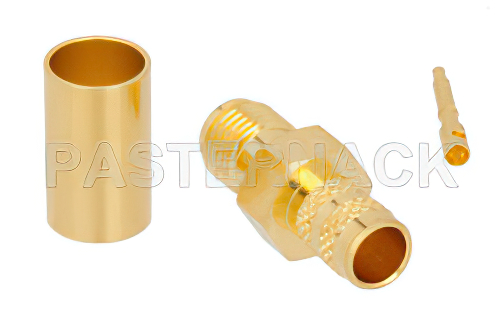 RP-SMA Female Connector Crimp/Solder Attachment for PE-C240, RG8X, .240 inch, LMR-240, LMR-240-DB, LMR-240-UF