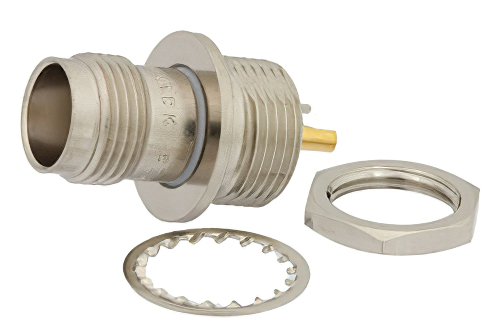 TNC Female Bulkhead Mount Isolated Ground Connector Solder Attachment Solder Cup Terminal, .480 inch D Hole