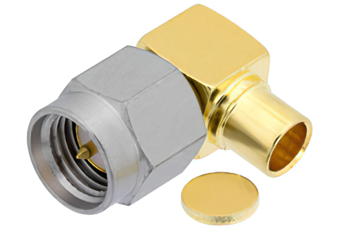 SMA Male Right Angle Connector Solder Attachment for PE-SR402AL, PE-SR402FL, PE-SR402FLJ, PE-SR402TN, RG402