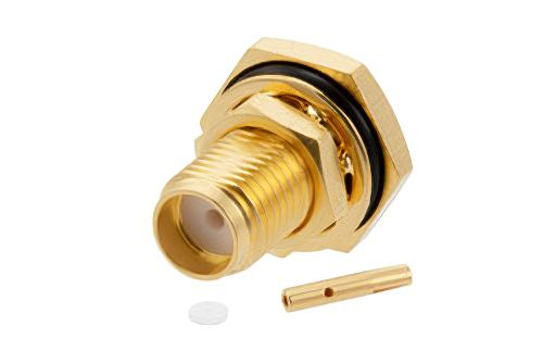 SMA Female Bulkhead Mount Connector Solder Attachment for PE-SR405AL, PE-SR405FL, PE-SR405FLJ, PE-SR405TN, RG405