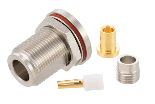 N Female Bulkhead Mount Connector Solder Attachment for PE-SR402AL, PE-SR402FL, PE-SR402FLJ, PE-SR402TN, RG402