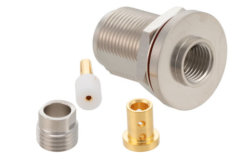 N Female Bulkhead Mount Connector Solder Attachment for PE-SR402AL, PE-SR402FL, PE-SR402FLJ, PE-SR402TN, RG402
