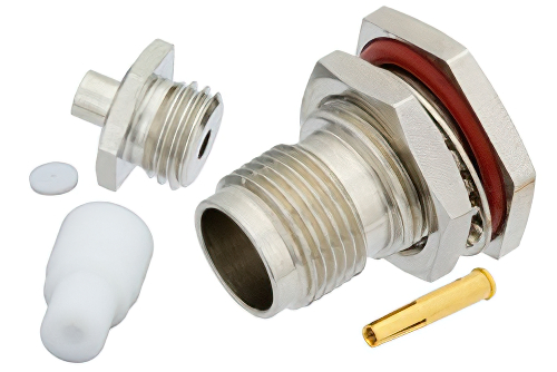 TNC Female Bulkhead Mount Connector Solder Attachment for PE-SR405AL, PE-SR405FL, PE-SR405FLJ, PE-SR405TN, RG405