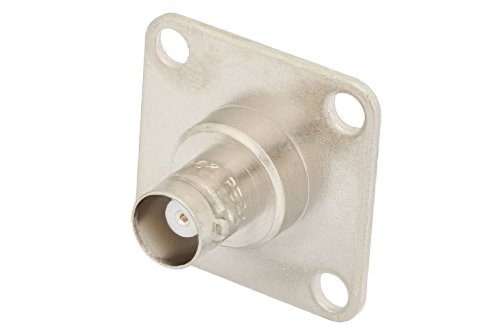 BNC Female Connector Field Replaceable Attachment 4 Hole Flange Slotted Contact Terminal, 1.24 Sq. Flange Watt Meter Connector