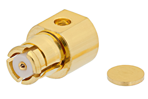 SMP Female Right Angle Connector Solder Attachment For PE-047SR, PE-SR047AL, PE-SR047FL, Up To 8 GHz
