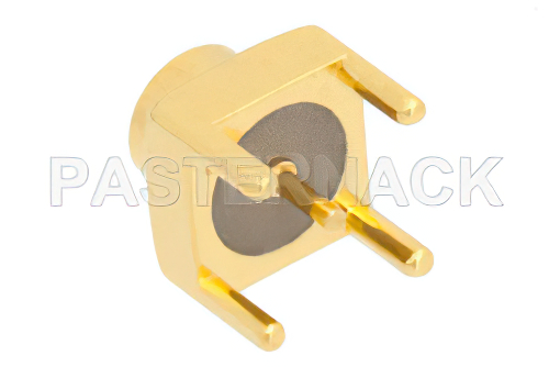 SMP Male Limited Detent Connector Solder Attachment Thru Hole PCB, Square Body, Up To 8 GHz