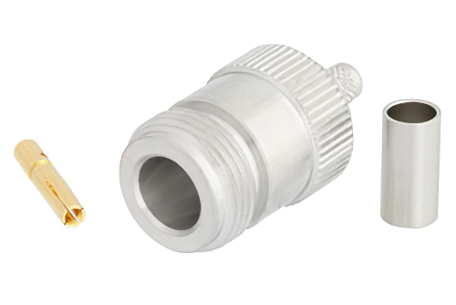 N Female Connector Crimp/Solder Attachment For RG223, RG142, RG400, RG55, White Bronze