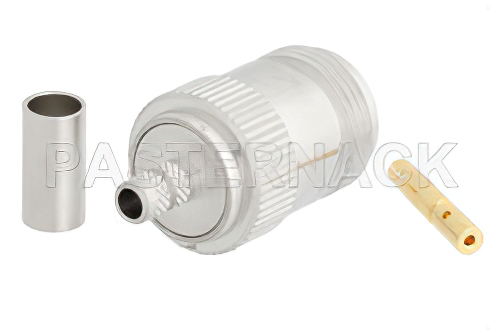 N Female Connector Crimp/Solder Attachment For RG223, RG142, RG400, RG55, White Bronze