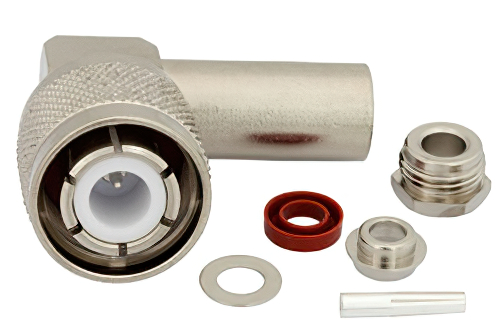 HN Male Right Angle Connector Clamp/Solder Attachment for RG142, RG223, RG400