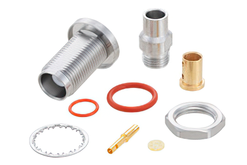 TNC Female Bulkhead Mount Precision Connector Clamp/Solder Attachment for PE-P142LL