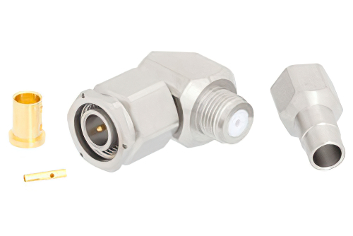 TNC Male Right Angle Precision Connector Clamp/Solder Attachment for PE-P142LL