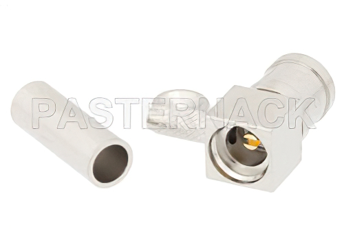 SMB Plug Right Angle Connector Crimp/Solder Attachment for RG188-DS, RG316-DS