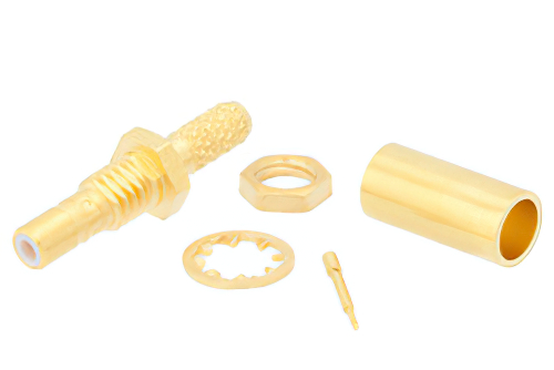 SSMB Jack Bulkhead Connector Crimp/Solder Attachment For RG316-DS, RG188-DS, .126 inch D Hole