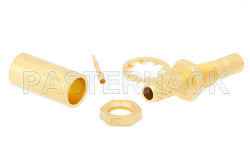 SSMB Jack Bulkhead Connector Crimp/Solder Attachment For RG316-DS, RG188-DS, .126 inch D Hole